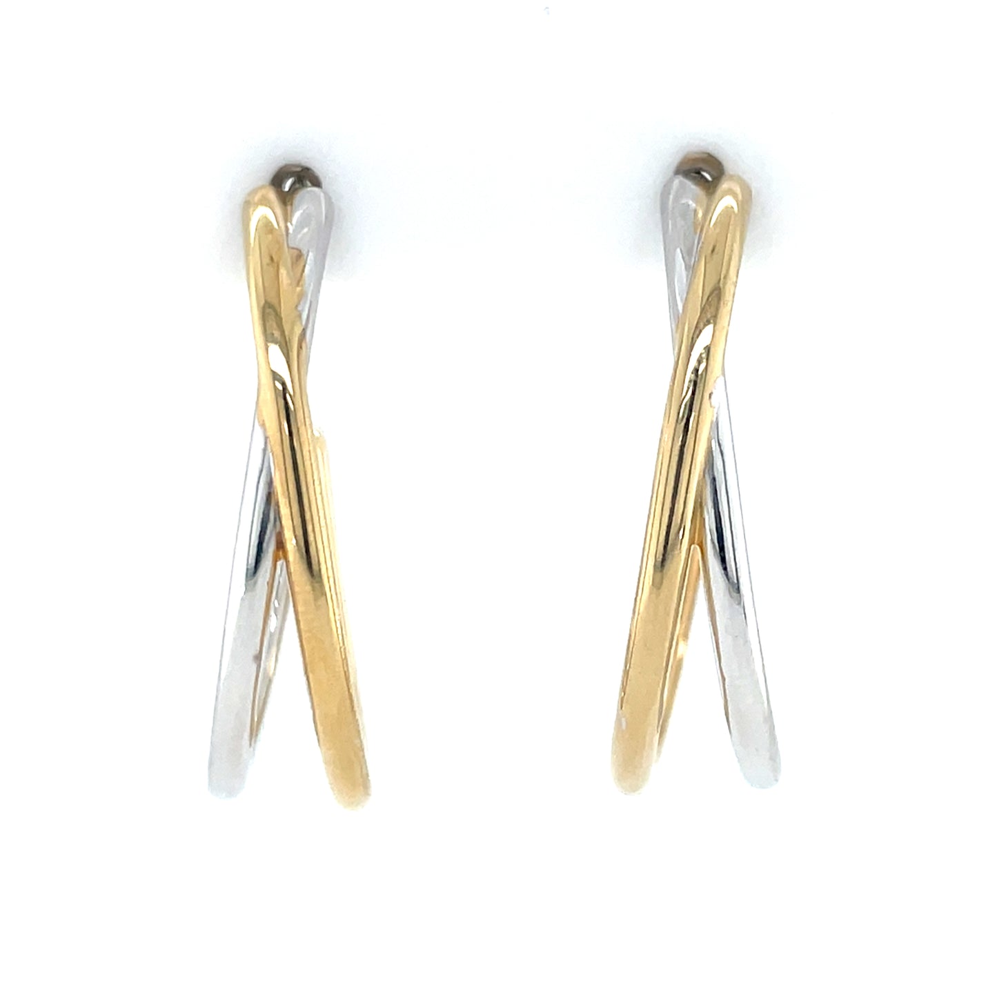 Sterling Silver Goldplated Crossover Oval Hoop Earrings SE3627
