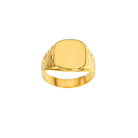 9ct Gold Gents Cushion Signet Ring GR391