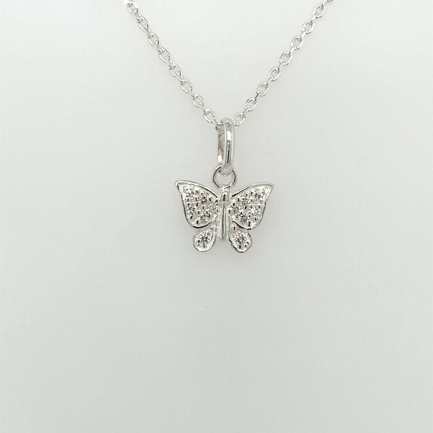 Sterling Silver CZ Butterfly Pendant 402