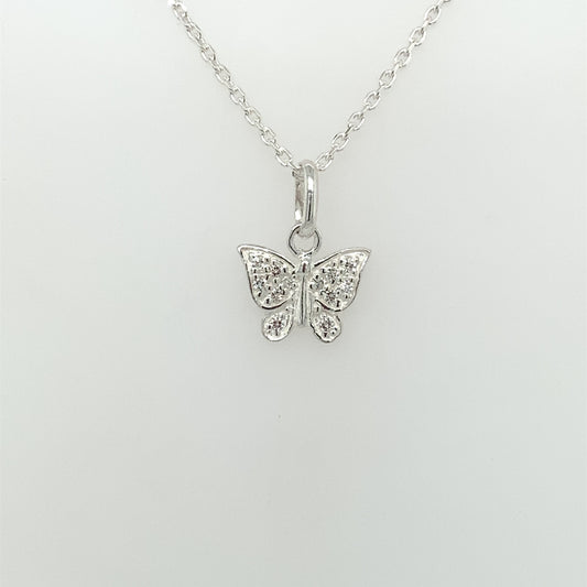 Sterling Silver CZ Butterfly Pendant 402