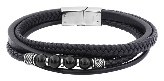 Men's Leather Bracelet Black 403856