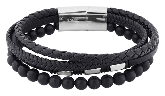 Men's Leather Bracelet Black 403858