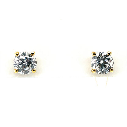 9ct Yellow Gold Lab Grown 1.00ct Diamond Stud Earrings DE130