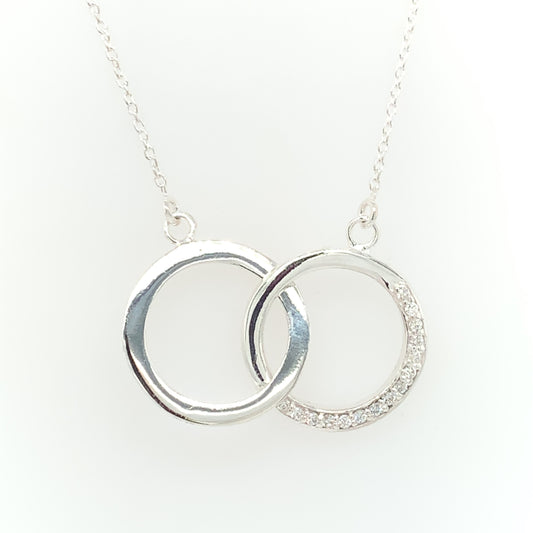 Sterling Silver Interlocking CZ Circles Necklet