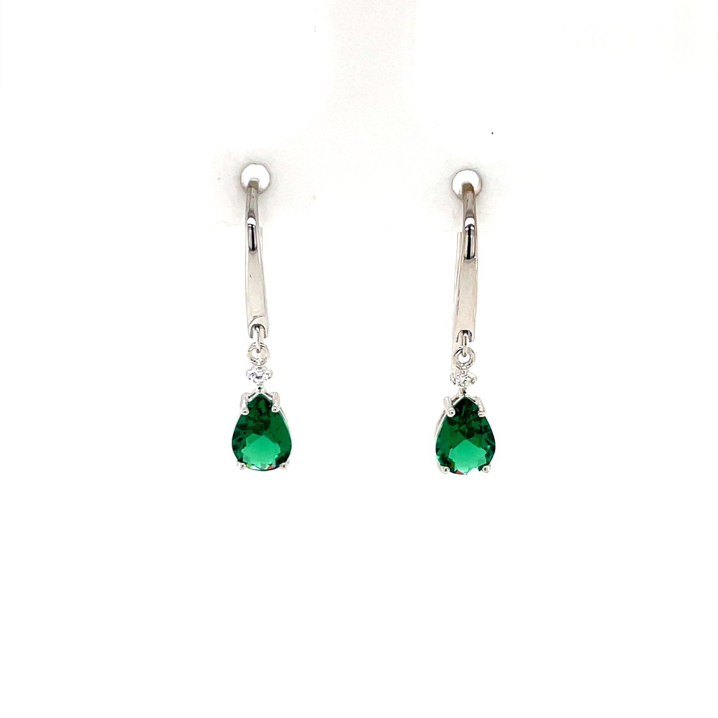 Sterling Silver Emerald CZ Drop Earrings SE434/E