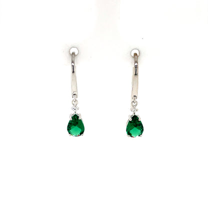 Sterling Silver Emerald CZ Drop Earrings SE434/E