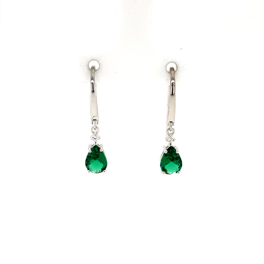 Sterling Silver Emerald CZ Drop Earrings SE434/E