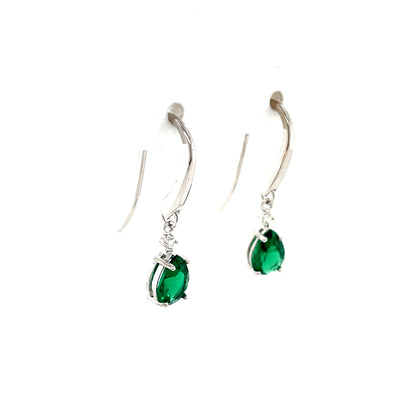 Sterling Silver Emerald CZ Drop Earrings SE434/E