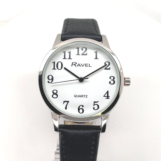 Men's Full Figure Black Strap Watch 44-2011