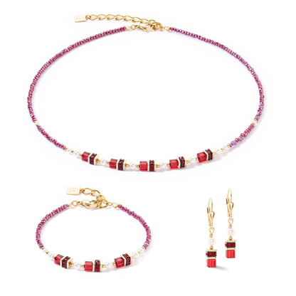 COEUR DE LION Sparkling Princess earrings gold-red 4567200300