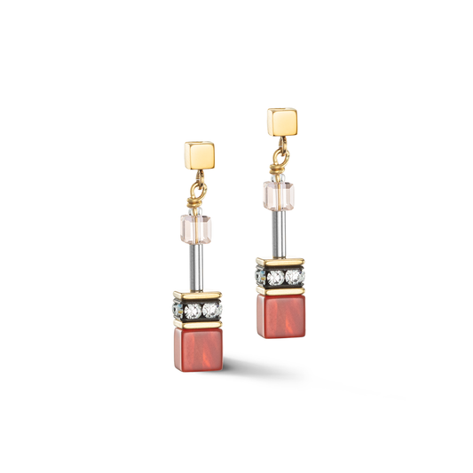 COEUR DE LION GeoCUBE® Iconic Precious earrings red-beige 4905210310