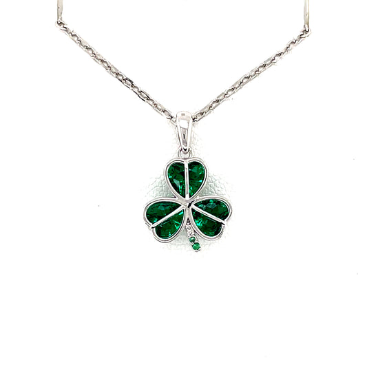 Sterling Silver Green CZ Shamrock Pendant SP5004/AG