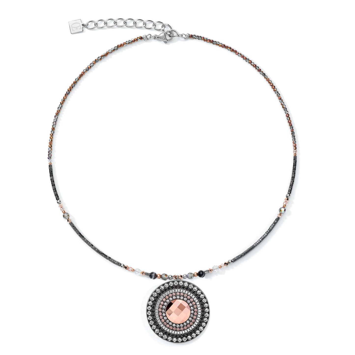 COEUR DE LION Necklace Amulet small Crystals & striped onyx grey-crystal 5035101218