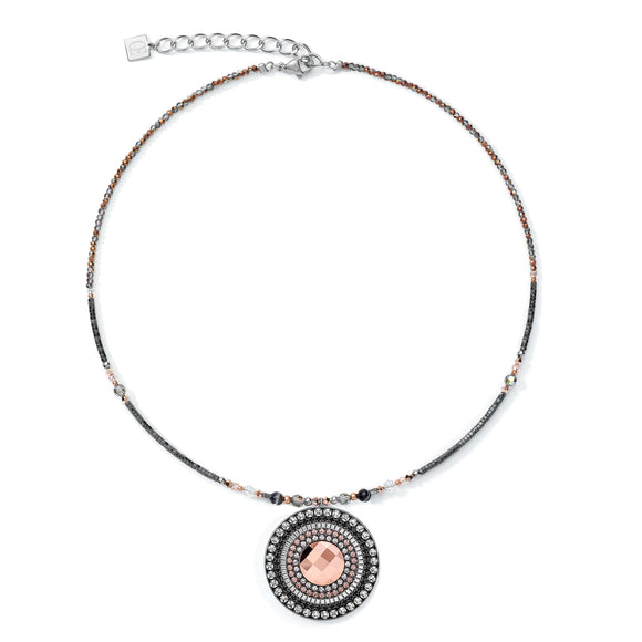 COEUR DE LION Necklace Amulet small Crystals & striped onyx grey-crystal 5035101218