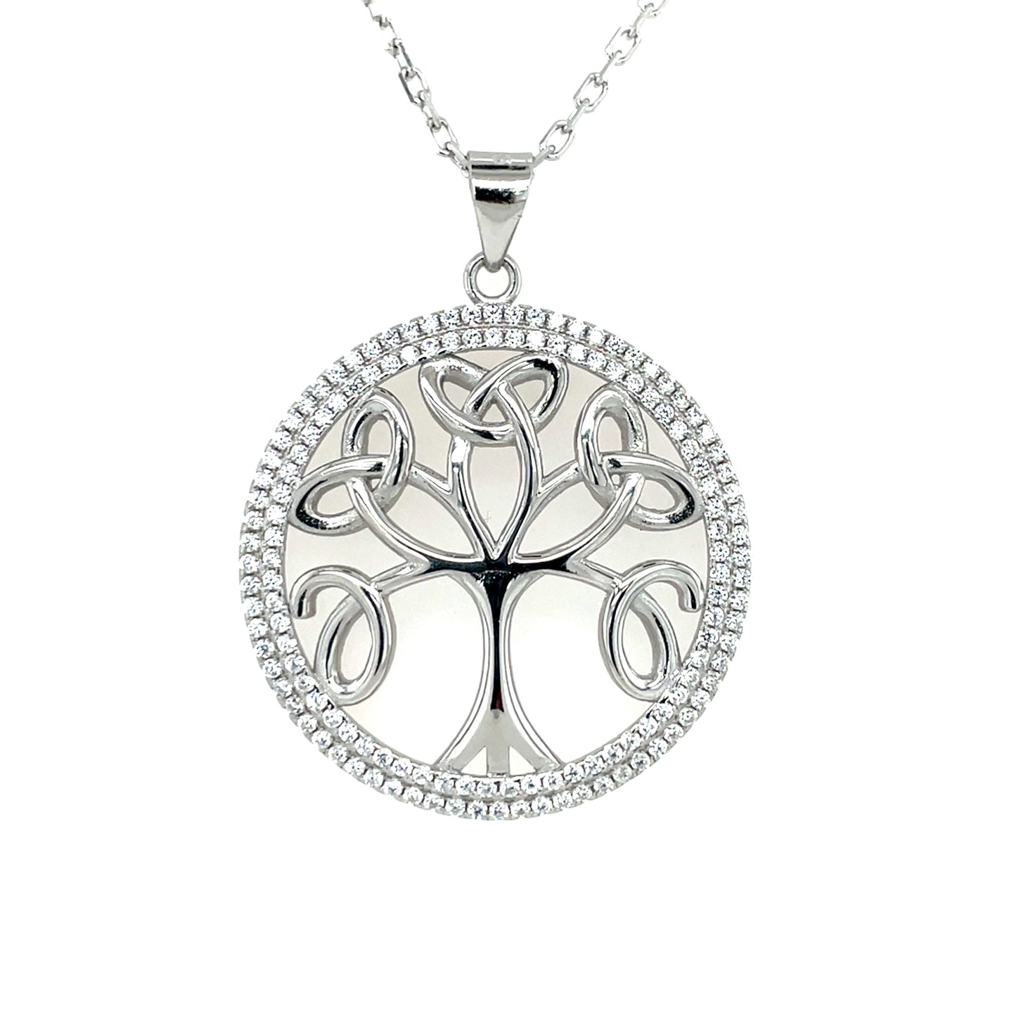 Sterling Silver CZ Celtic Tree of Life Pendant Large SP5054