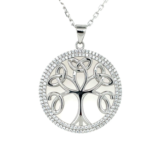 Sterling Silver CZ Celtic Tree of Life Pendant Large SP5054