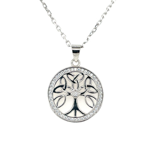 Sterling Silver CZ Celtic Tree of Life Pendant SP5061