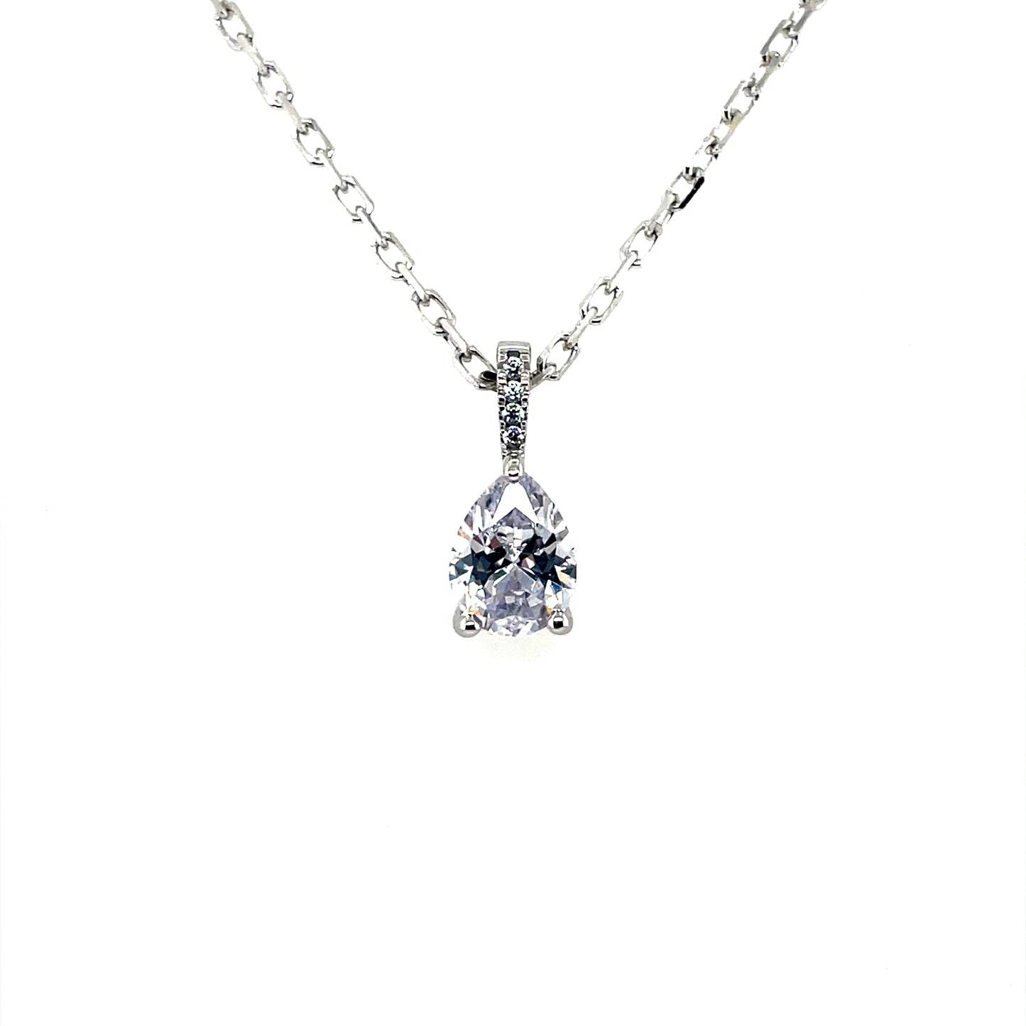 Sterling Silver CZ Classic Teardrop Solitaire Pendant SP5074