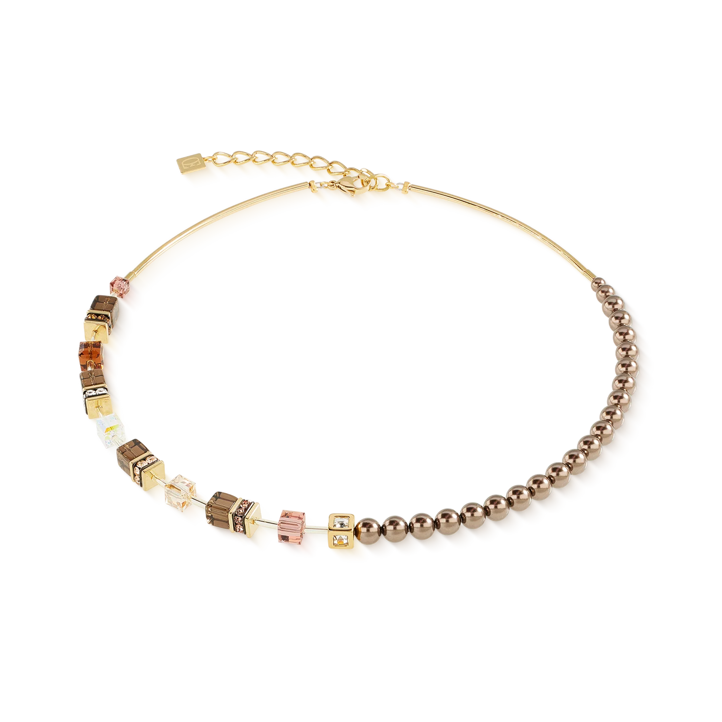 COEUR DE LION  GeoCUBE® Precious Fusion Pearls Necklace Mocha Mousse 5086101100