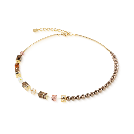 COEUR DE LION  GeoCUBE® Precious Fusion Pearls Necklace Mocha Mousse 5086101100