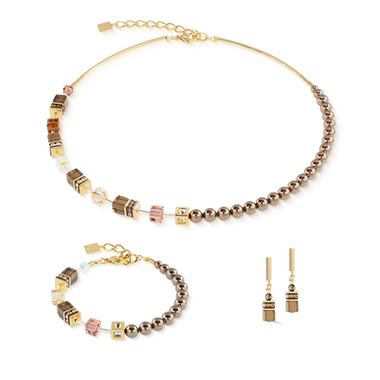 COEUR DE LION  GeoCUBE® Precious Fusion Pearls Necklace Mocha Mousse 5086101100