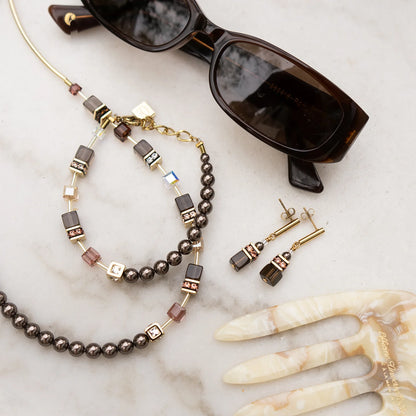 COEUR DE LION GeoCUBE® Precious Fusion Pearls Earrings Mocha Mousse 5086211100