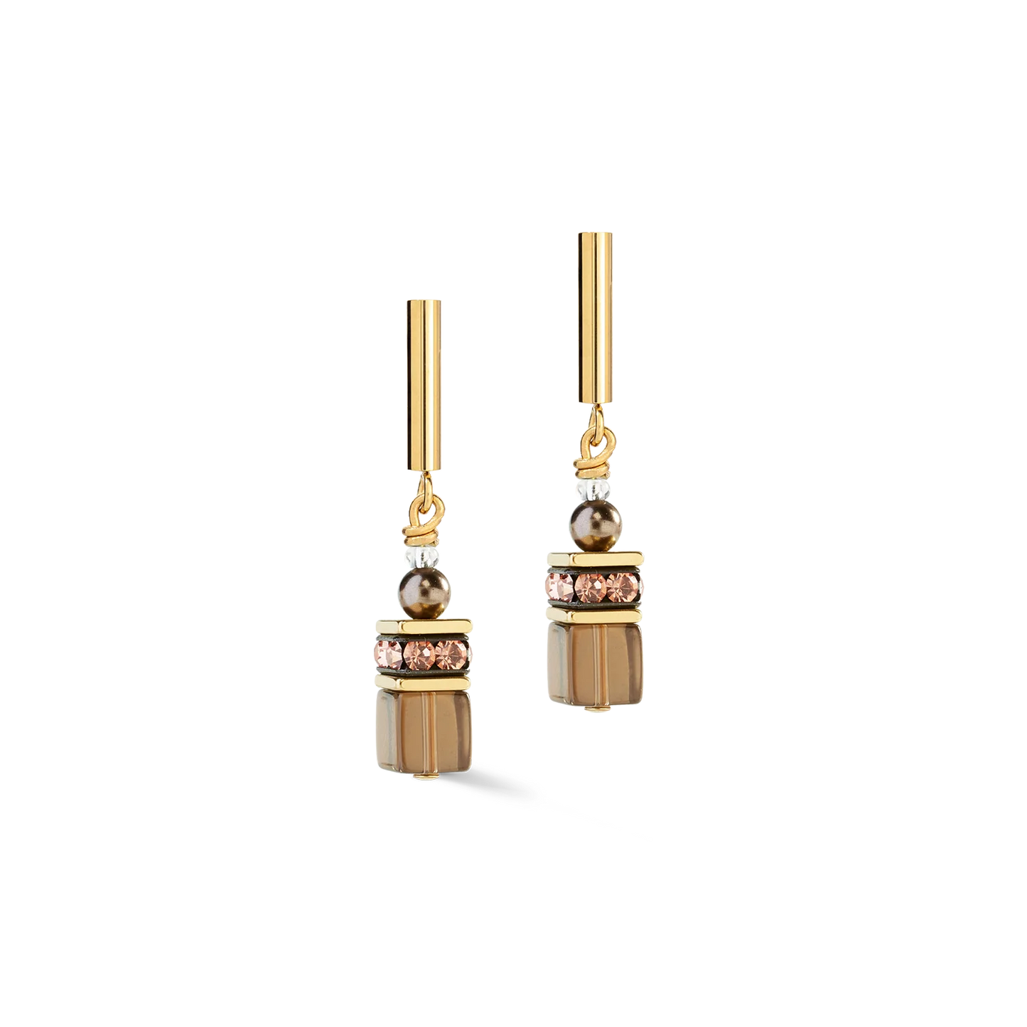 COEUR DE LION GeoCUBE® Precious Fusion Pearls Earrings Mocha Mousse 5086211100