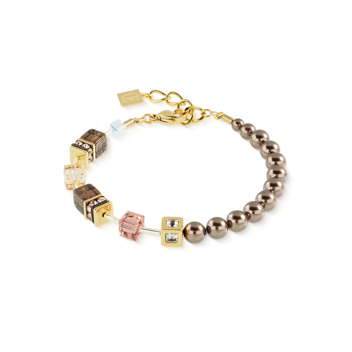 COEUR DE LION GeoCUBE® Precious Fusion Pearls Bracelet Mocha Mousse 5086301100