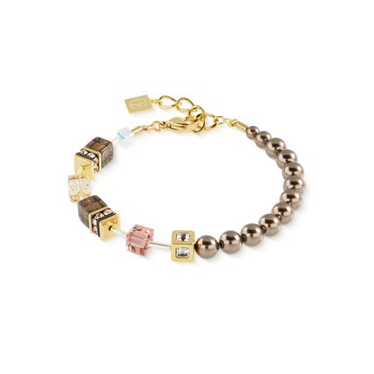 COEUR DE LION GeoCUBE® Precious Fusion Pearls Bracelet Mocha Mousse 5086301100