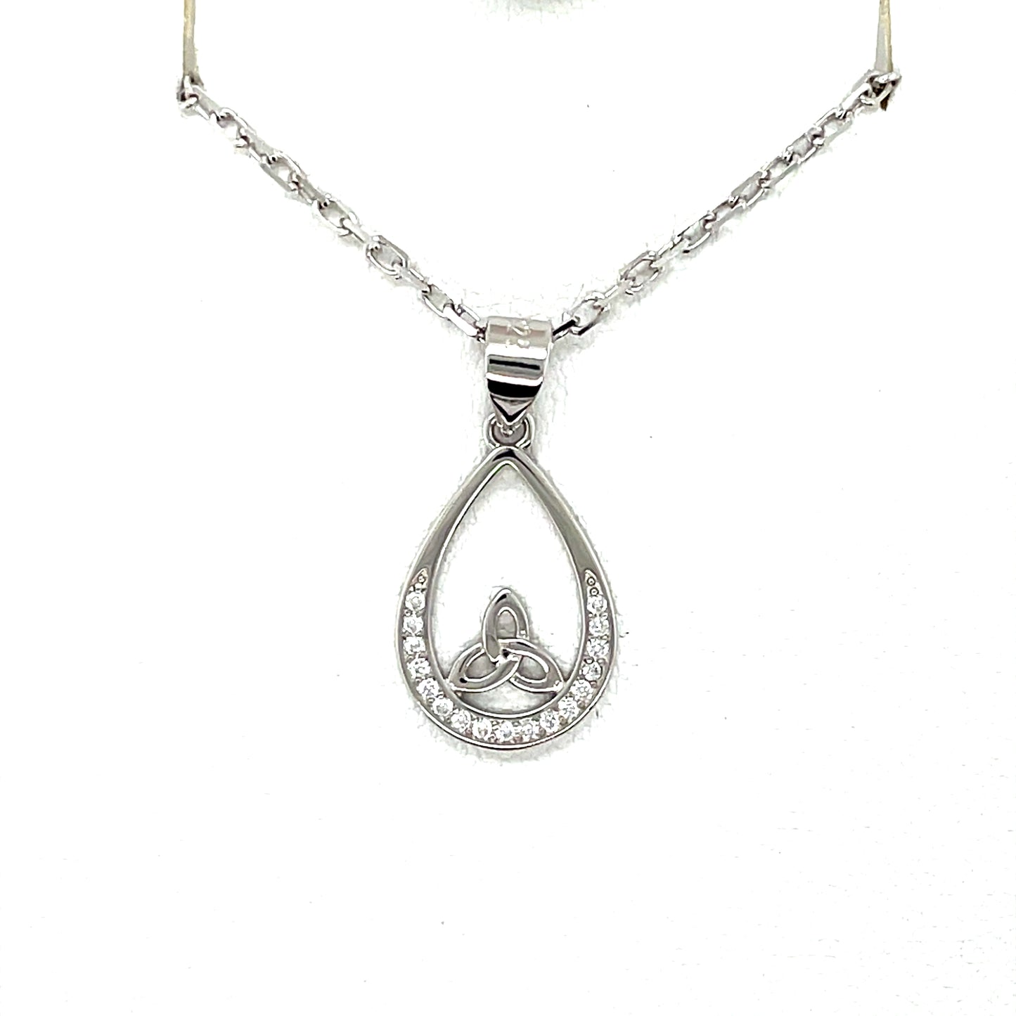 Sterling Silver Celtic Trinity Knot CZ Pendant SP522