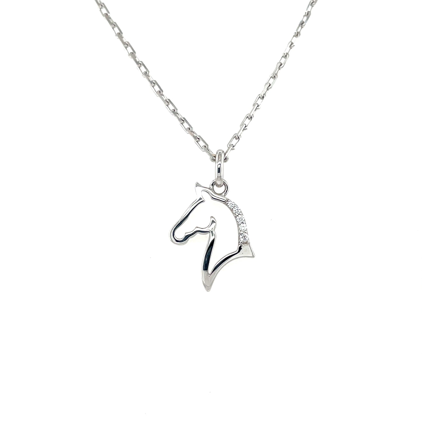 Sterling Silver CZ Horsehead Pendant SP5272