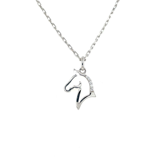 Sterling Silver CZ Horsehead Pendant SP5272
