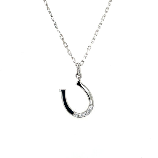 Sterling Silver CZ Lucky Horseshoe Pendant SP5273
