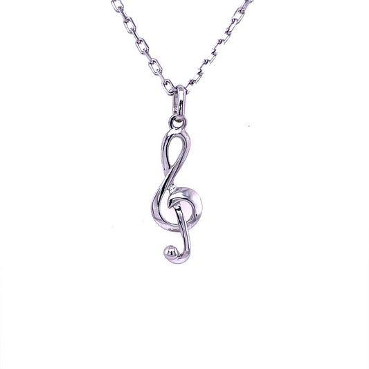 Sterling Silver Treble Clef Music Pendant SP5274