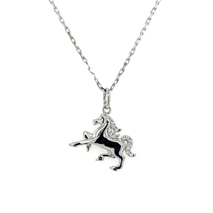 Sterling Silver CZ Horse Pendant SP5278