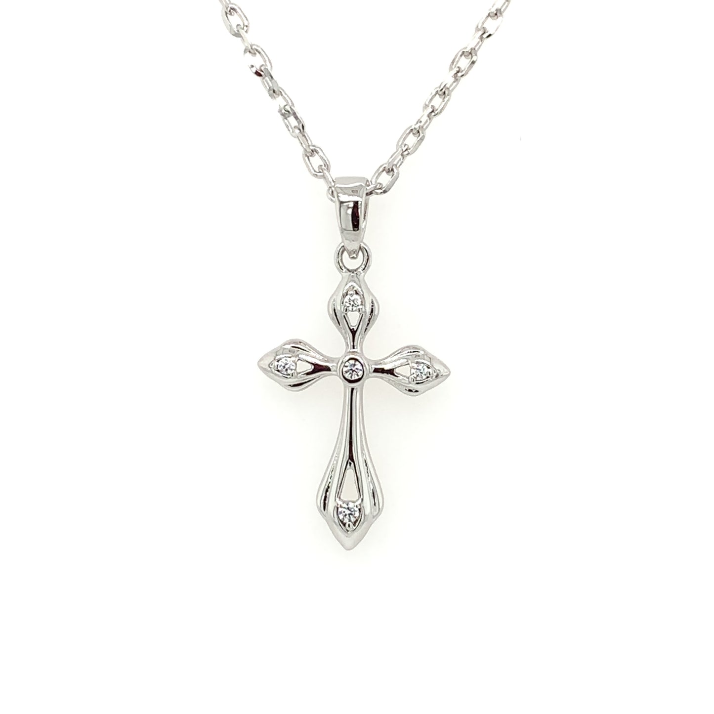 Sterling Silver CZ Cross Pointed ends SP5292