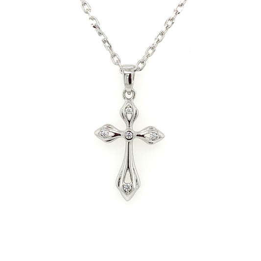 Sterling Silver CZ Cross Pointed ends SP5292