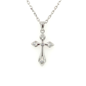 Sterling Silver CZ Cross Pointed ends