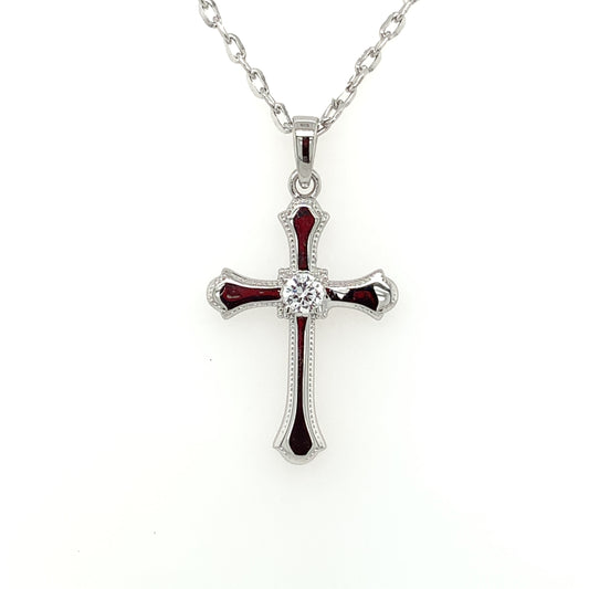 Sterling Silver Cross CZ Centre