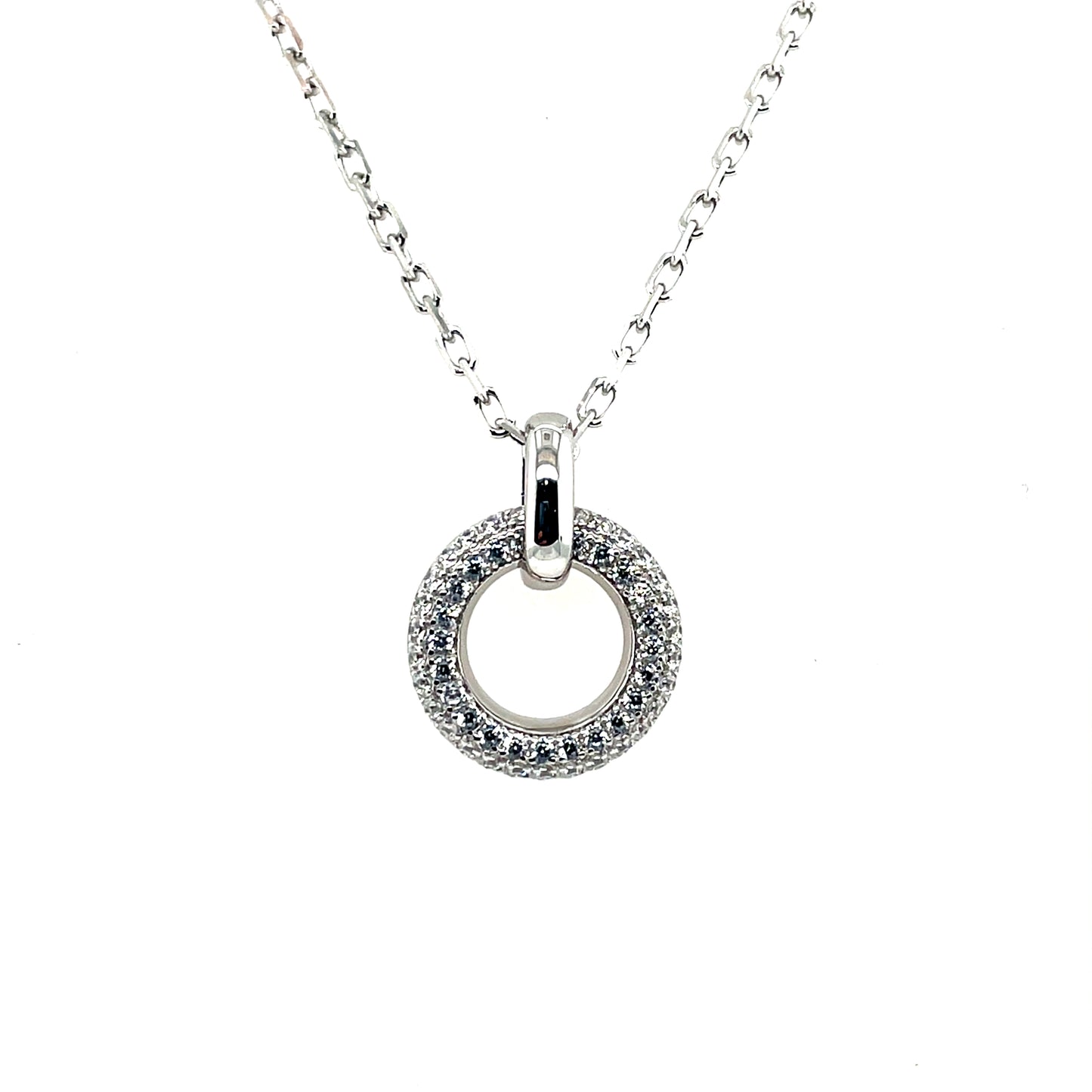 Sterling Silver CZ Donut Pendant SP5377