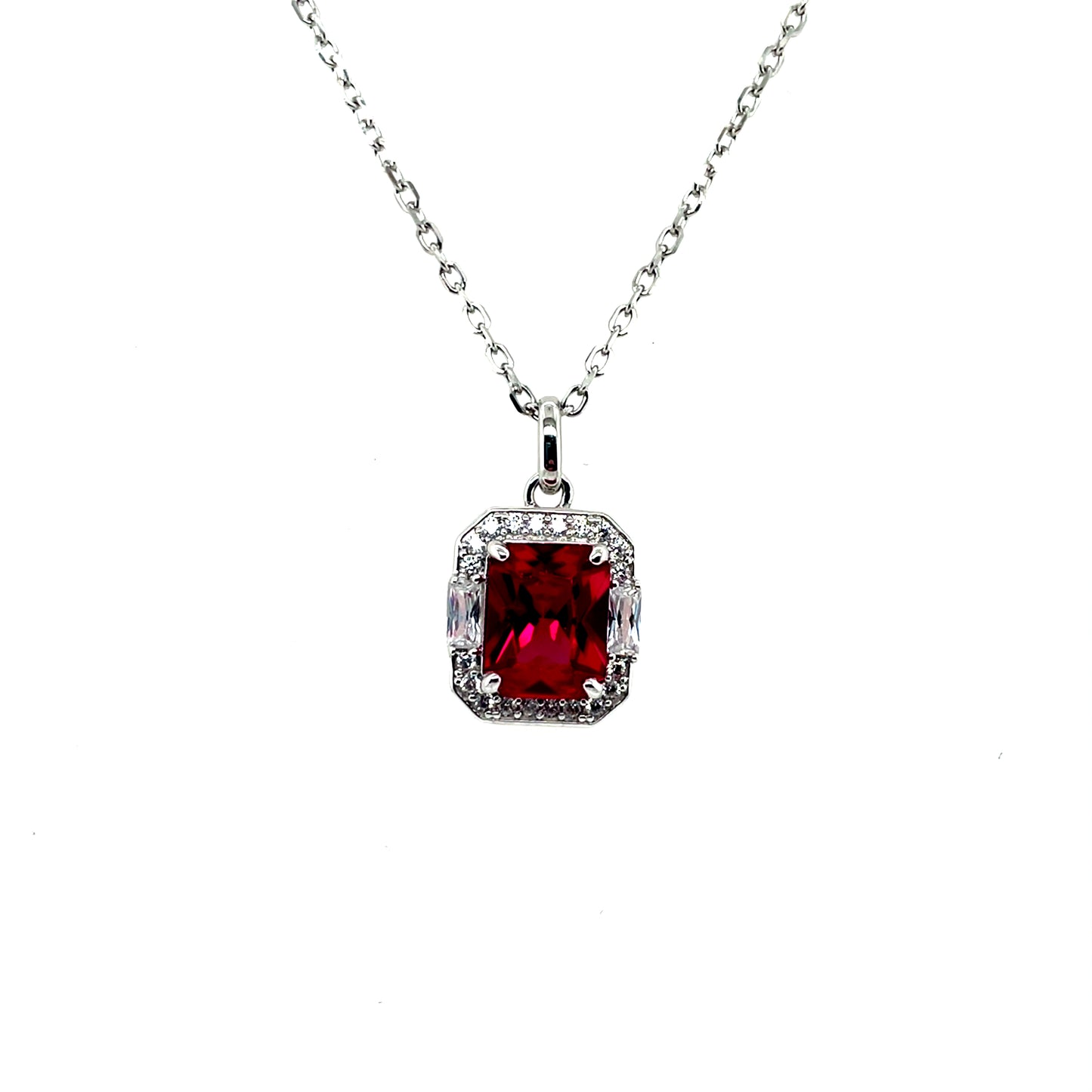 Sterling Silver Ruby CZ Deco-style Pendant SP5379/R