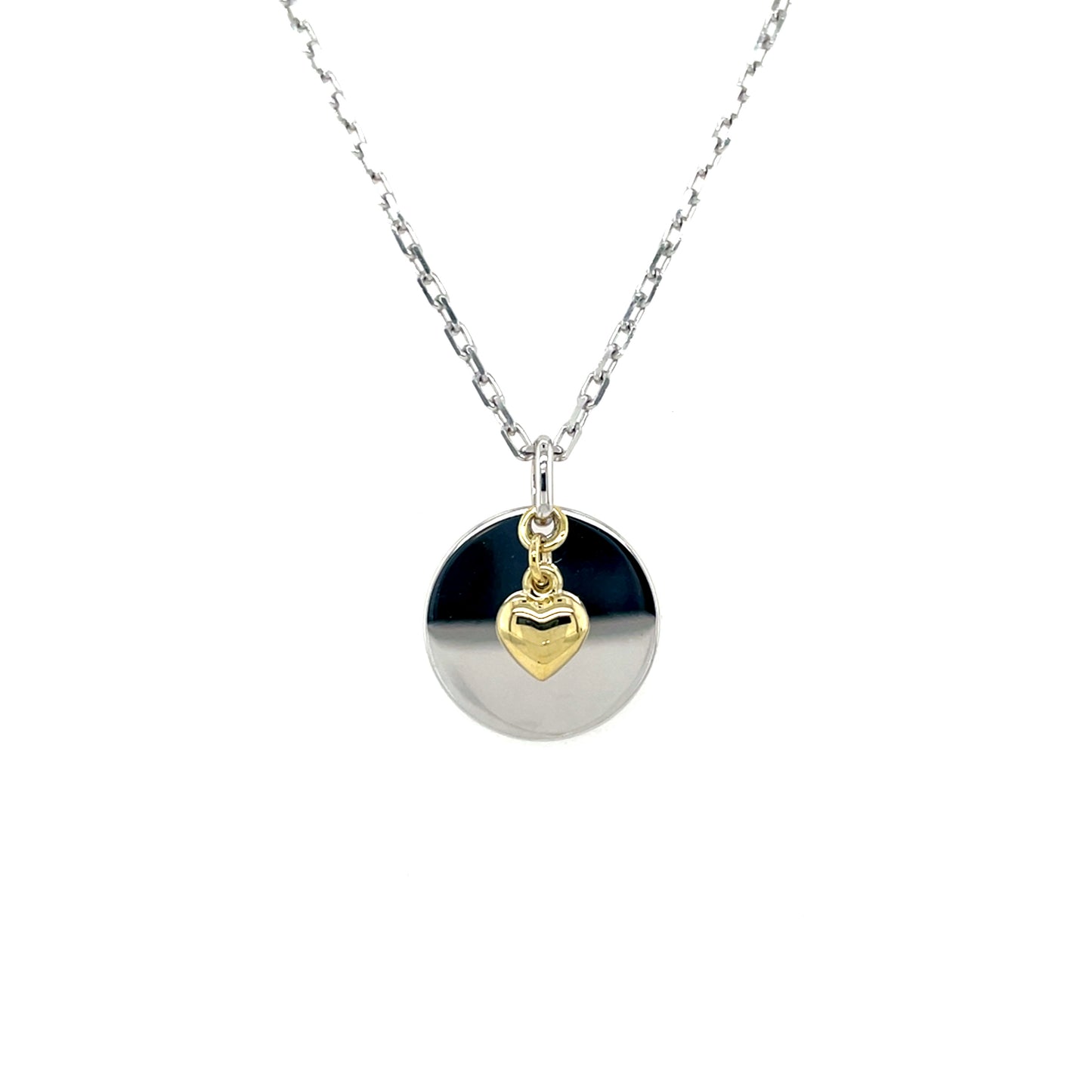 Sterling Silver Engravable 14mm Disc with Golden Heart SP538