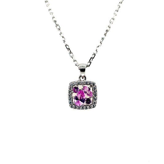Silver Pink CZ Cushion Pendant SP5404/P