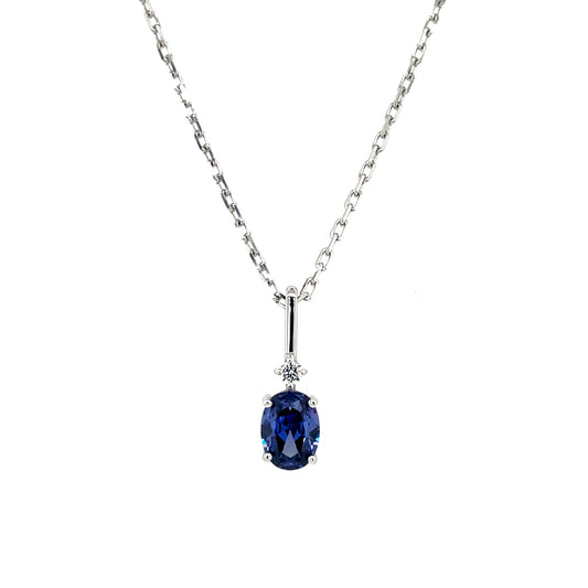 Sterling Silver Tanzanite CZ Oval Pendant SP5422/TZ