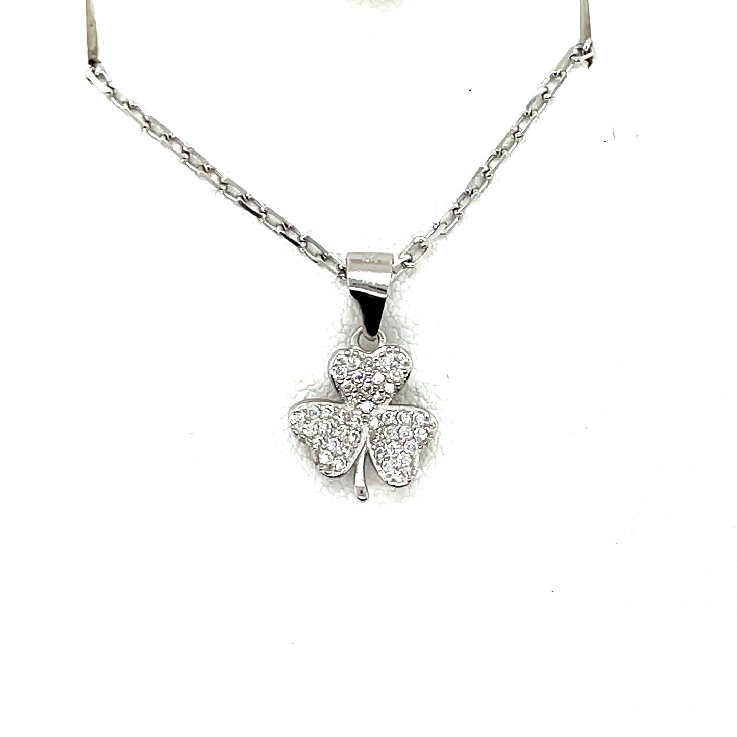 Sterling Silver Shamrock CZ Pendant SP5429