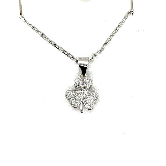 Sterling Silver Shamrock CZ Pendant SP5429