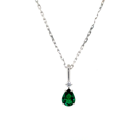 Sterling Silver Emerald CZ Oval Pendant SP5434/E