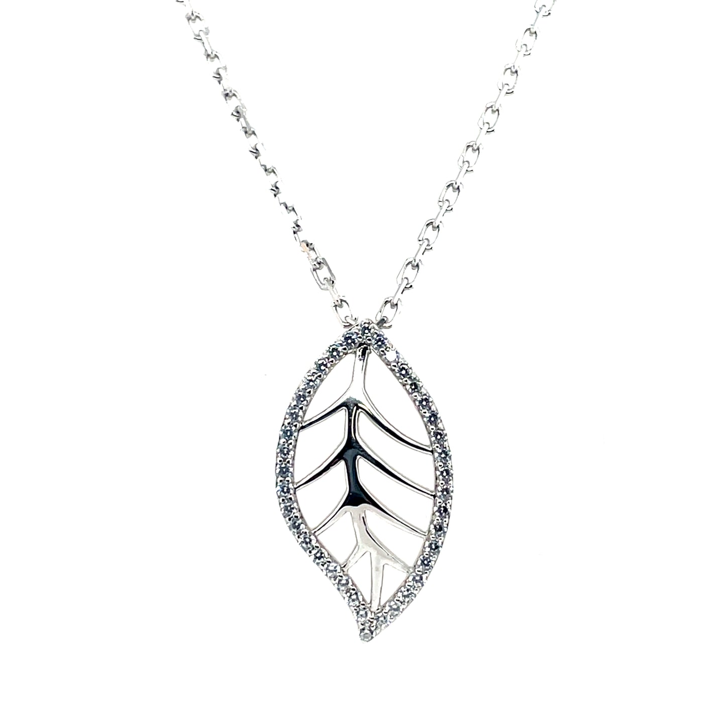 Sterling Silver CZ Leaf Pendant SP5450