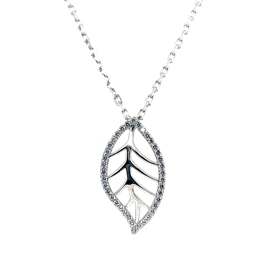 Sterling Silver CZ Leaf Pendant SP5450