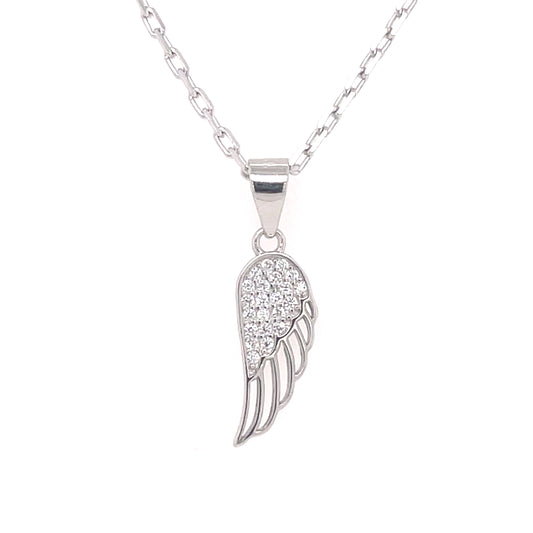 Sterling Silver CZ Angel's Wing Pendant SP5465